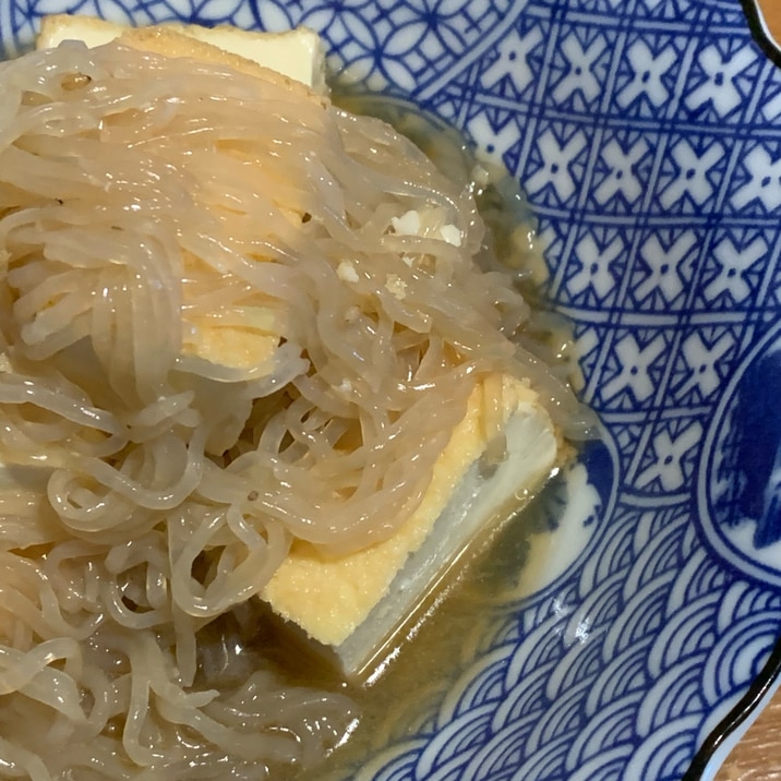 電子レンジで厚揚げとしらたきの煮物